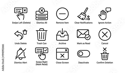 Set of minimalist ui icons for user interaction and navigation