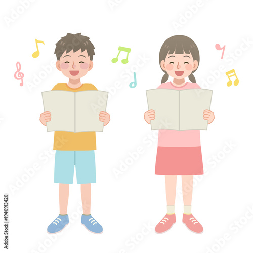 歌う子供のイラスト