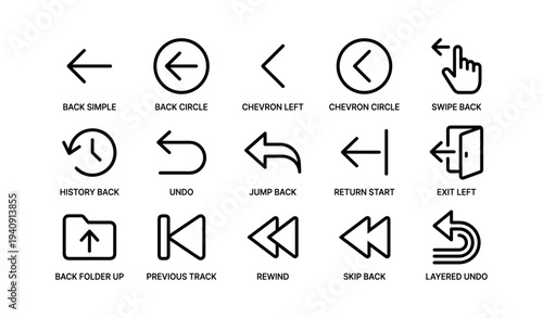 Arrow and navigation icons set for interface design