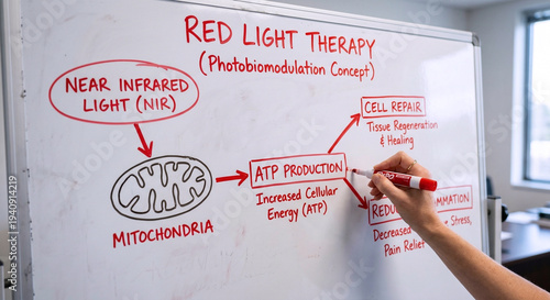Red Light Therapy Photobiomodulation Mitochondria ATP Energy Diagram