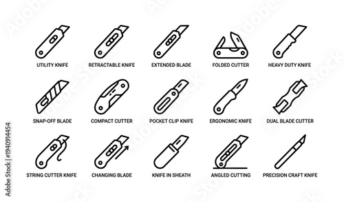 15 different types of knives: utility, retractable, extended, and more