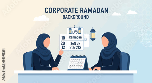 Elegant Ramadan Kareem background featuring crescent moon, glowing lanterns, and mosque silhouette with islamic geometric patterns, perfect for greeting cards, banners, and religious celebration desig