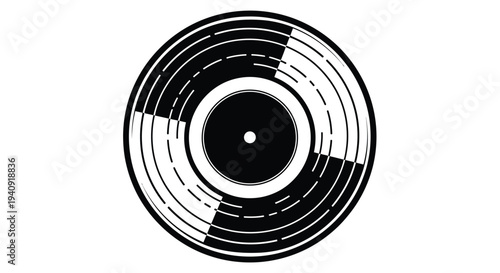 Abstract vector graphic illustration of a stylized circular vinyl record design with data patterns