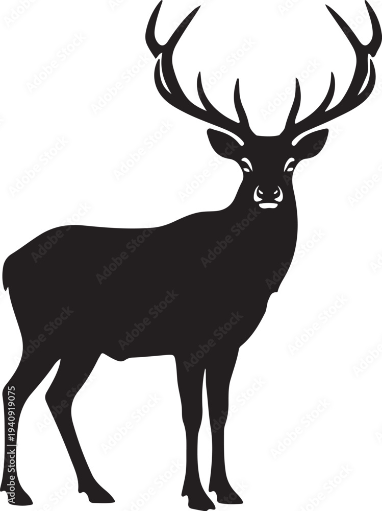 Fototapeta premium Elk Silhouette Majestic Bull Elk Wildlife Animal Antlers Icon