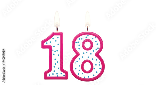 Festive eighteenth birthday number candles illustration celebrating a significant milestone anniversary event