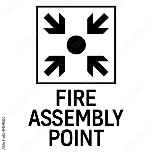 Fire assembly point signage icon with transparent background emergency gathering symbol
