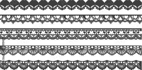 Collection of elegant black lace border designs