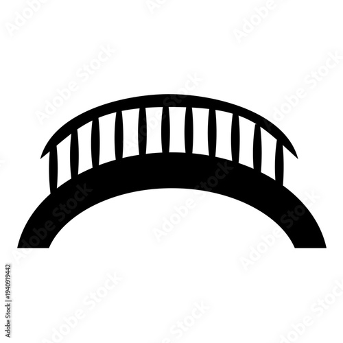 isolated black silhouette, illustration of a semi-oval or semi-circular bridge