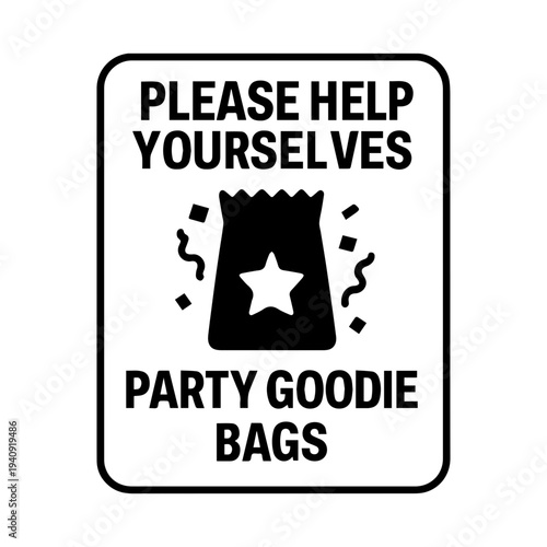 Please help yourselves goodie bag gift bag signage icon with transparent background
