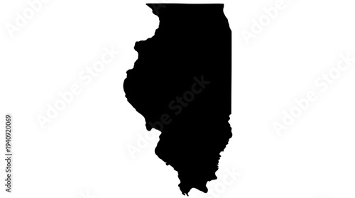 Quadro su tela Illinois State Map Silhouette - High-Contrast Black Shape of US State Illinois o