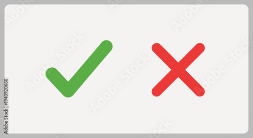 Green check mark and red cross icons on light background