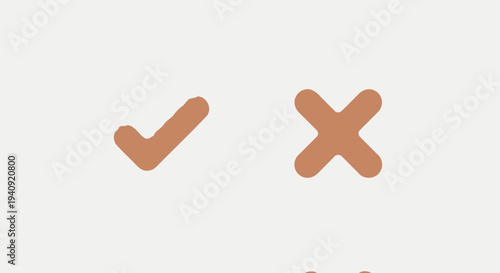 Approval and denial icons on white background for digital communication