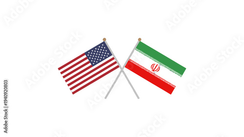 Image of the American and Iranian flags overlapping.