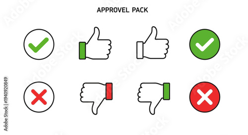 Approval icons set thumbs up and down vector illustration design