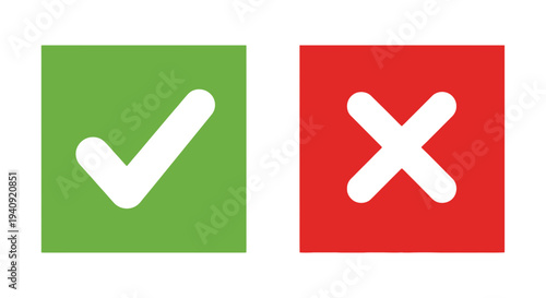 Approval symbols and error icons against a dark background in digital design