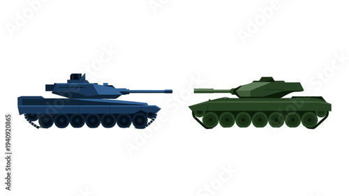 Two Military Tanks Standing Side by Side.