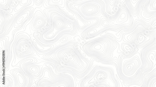 Abstract Topographic Map Background with Gray Contour Lines on White