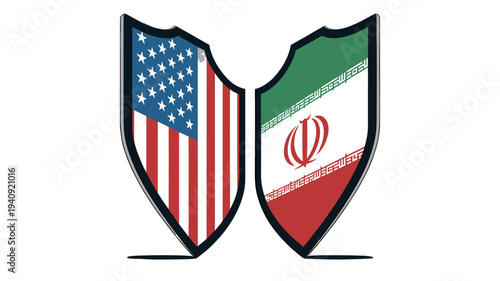 USA and Iran flags side by side.