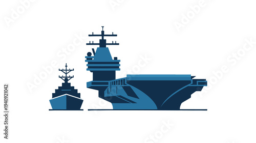 Modern naval warships silhouetted against a plain backdrop, showcasing intricate detail and robust construction.
