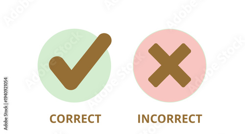 Correct and incorrect symbols illustrative vector design with check and cross