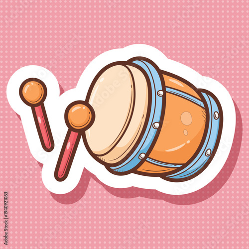 Ramadan Drum with Drumsticks Vector Illustration