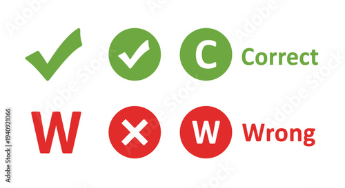 Correct and wrong symbols presentation for decision making concept