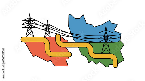 Power grid providing electricity to different regions.