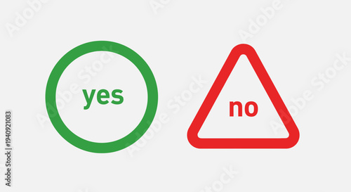 Decision making concepts with green circle and red triangle indicating choices