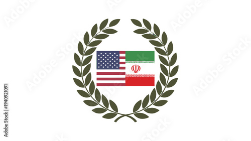 Symbolic Representation of United States and Iran Cooperation.