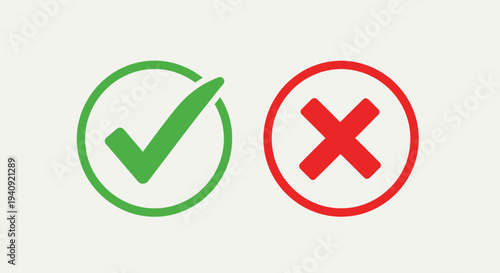 Green check mark and red cross icons illustrating decision making