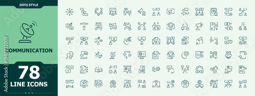Communication icon set. Contact icon set in linear style. Thin line icons set. Featuring contact, address, info, message, call, mail and more. Editable stroke vector art.
