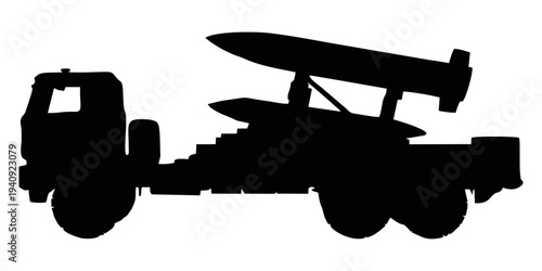 silhouette of a military missile launcher truck
