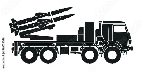 silhouette of a military missile launcher truck