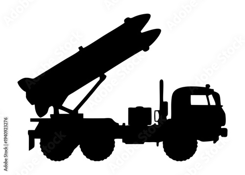 silhouette of a military missile launcher truck