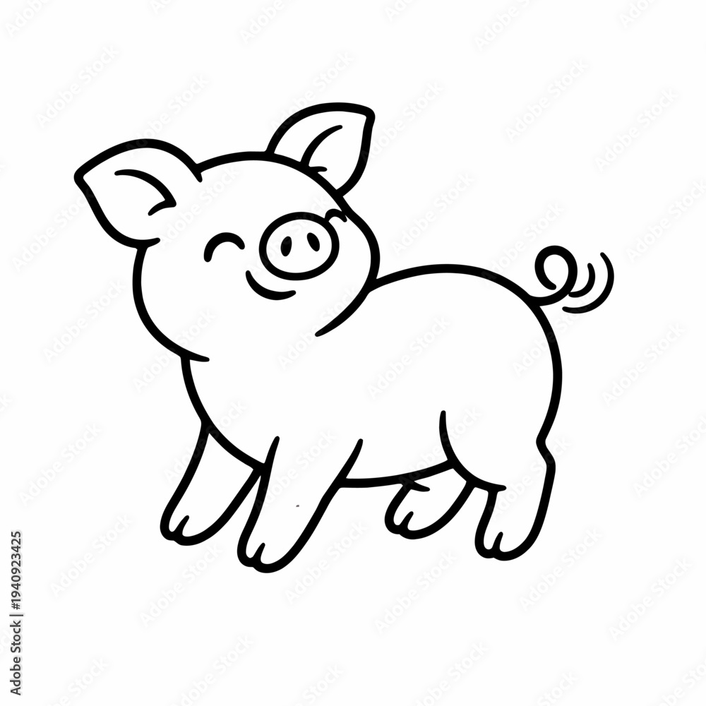 Obraz premium Cute cartoon pig vector illustration with funny animal characters