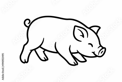 Cute pink cartoon pig vector illustration with piggy bank savings and farm animal concept