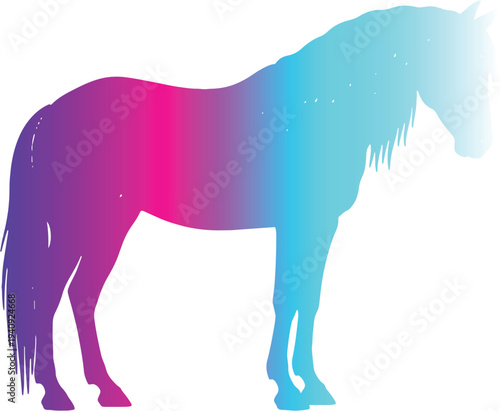 Vibrant Gradient Horse Silhouette, Colorful Stallion Vector Art on White Background
