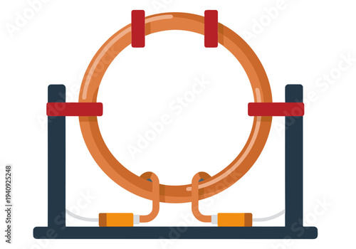 A vibrant magnetic coil demonstrates renewable energy. Clean, modern illustration with a dark background. Ideal for educational or tech-related visuals.