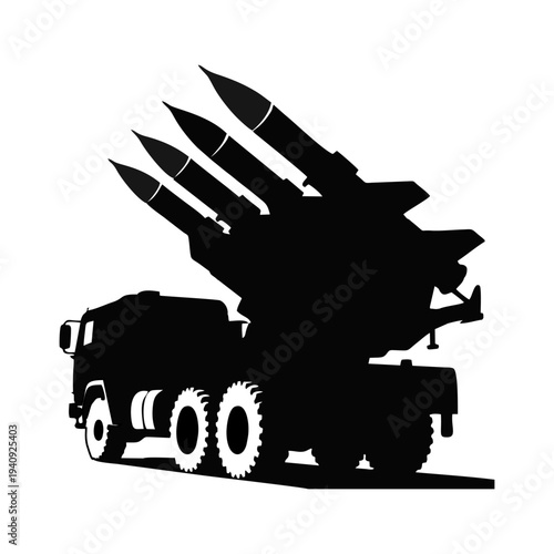 silhouette of a military missile launcher truck