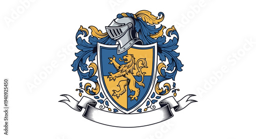 Coat of Arms with Lion Crest Emblem.