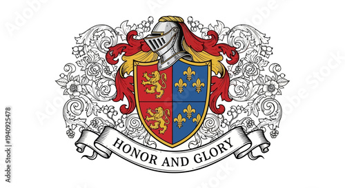 Coat of Arms with Shield and Helmet.