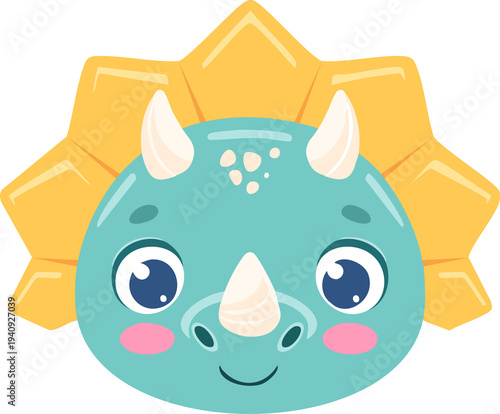 cute baby dinosaur cartoon, smiling dino character, simple shapes, bright pastel colors, nursery illustration, flat design