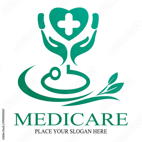 Vektor Stok Medical Care Vector Logo Template This