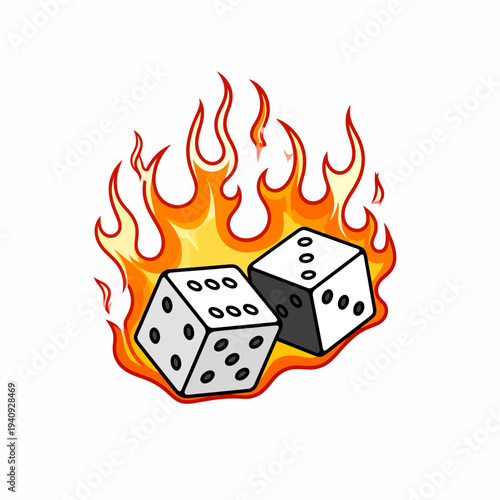 Flaming Dice: Gambling Luck and Risk Graphic