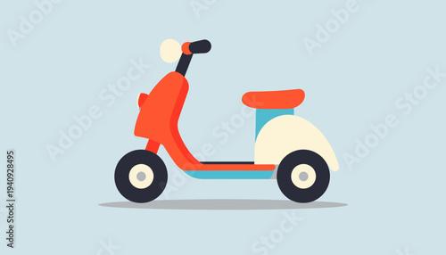 Cartoon Scooter Illustration in Minimalist Style