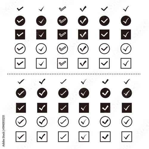 多様なデザインのチェックボックスアイコンセット