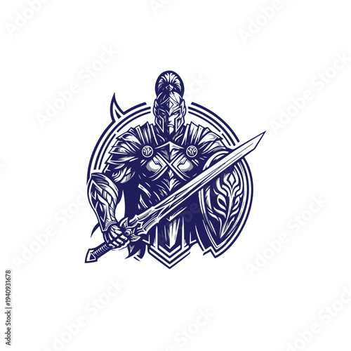 Spartan Warrior Sword Shield Mascot
