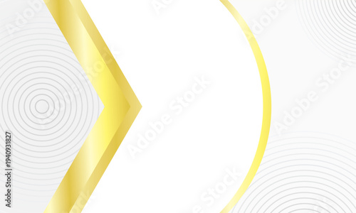 Elegant Golden Ribbon and Abstract Circles Background with White and Grey Tones