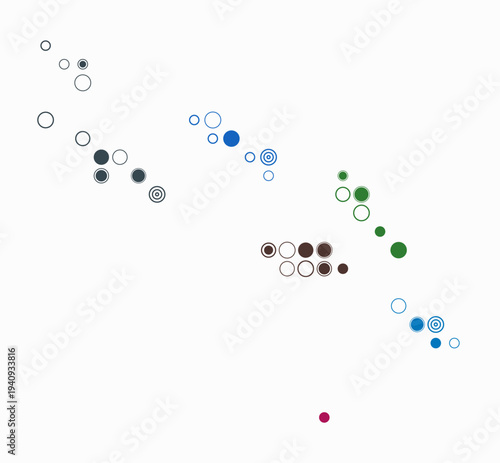 Solomon Islands, shape of the country build of colored cells. Digital style map of the Solomon Islands on white background. Large size circle blocks. Amazing vector illustration.