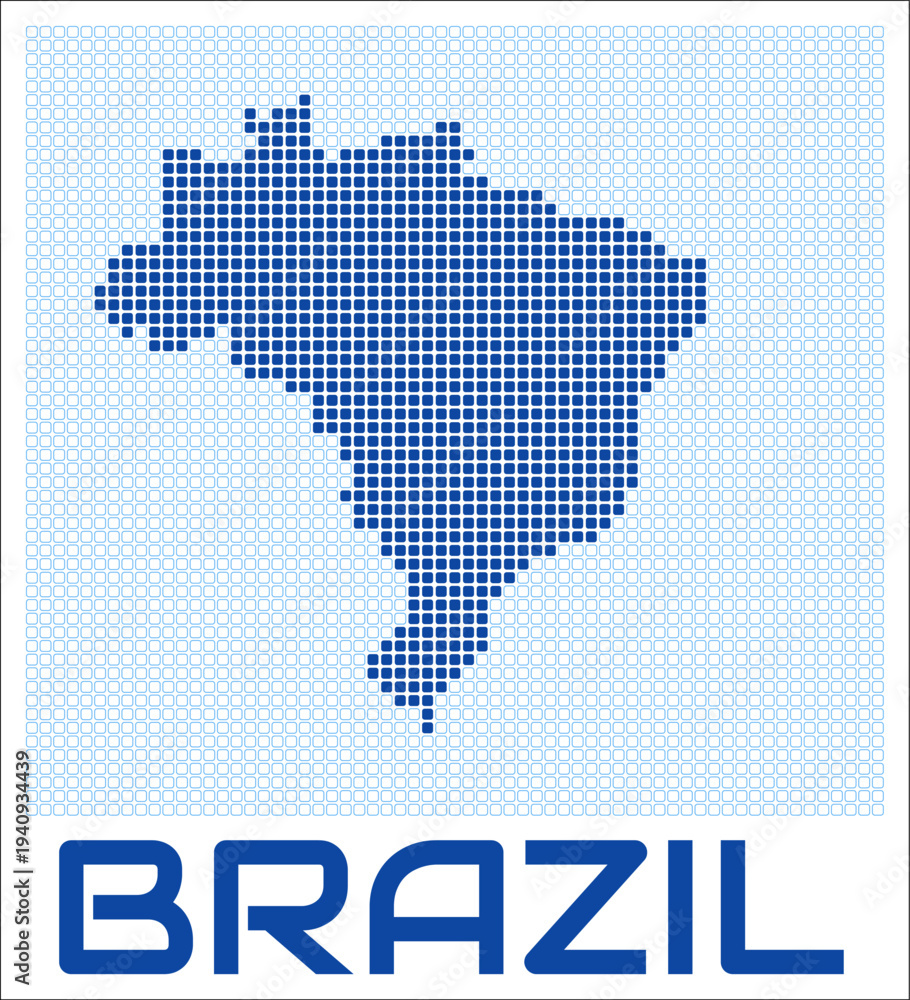 Fototapeta premium Brazil dot map. Dotted shape of the country. Brazil boundary dots with title. Vector illustration.